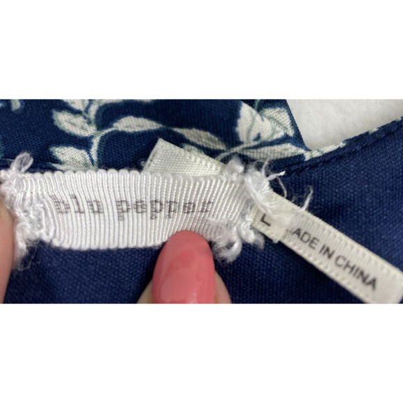 Blu Pepper Jumpsuit Womens‎ Large Navy Blue Wide Leg 1 Pc Romper Summer Beach - Picture 4 of 11